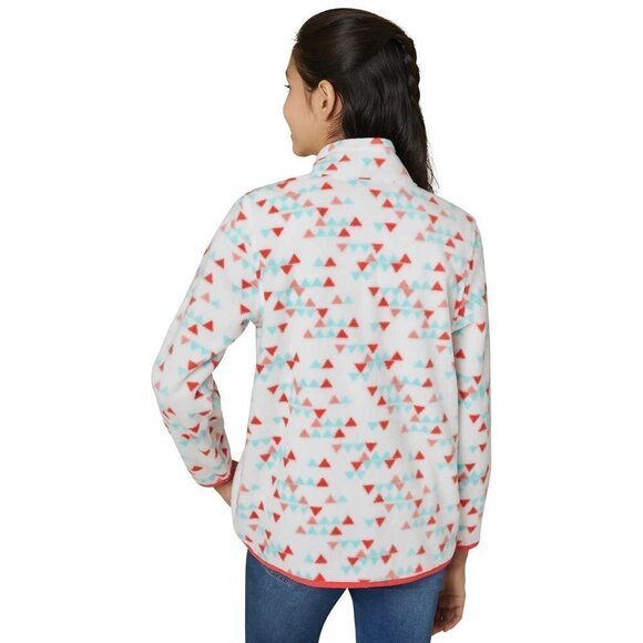 Eddie Bauer Girl's 1/4 Zip Fleece Geometric Mock Neck Sweater White size S (7/8) - Picture 2 of 6